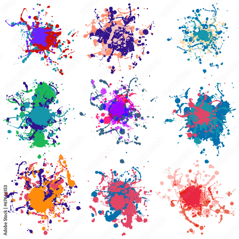 Colorful paint splashes on white. plus EPS10 Colorful paint splashes on white. plus EPS10