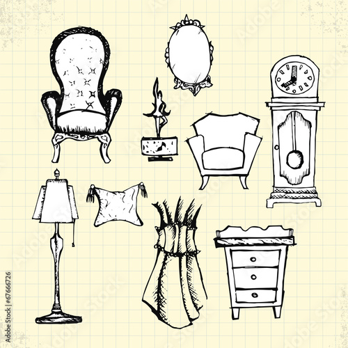 Doodle Antique Furniture on Paper