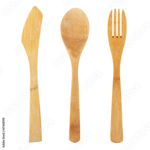 wooden fork, spoon, knife