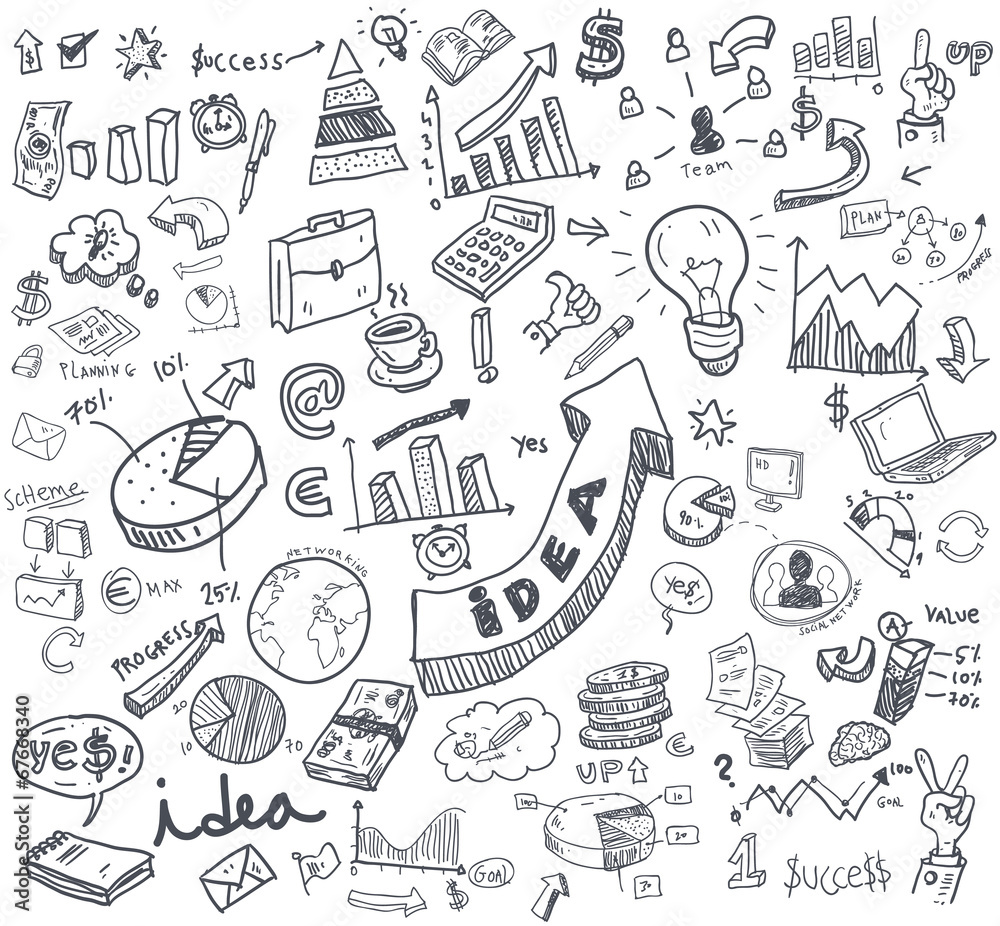 Obraz premium business doodles set