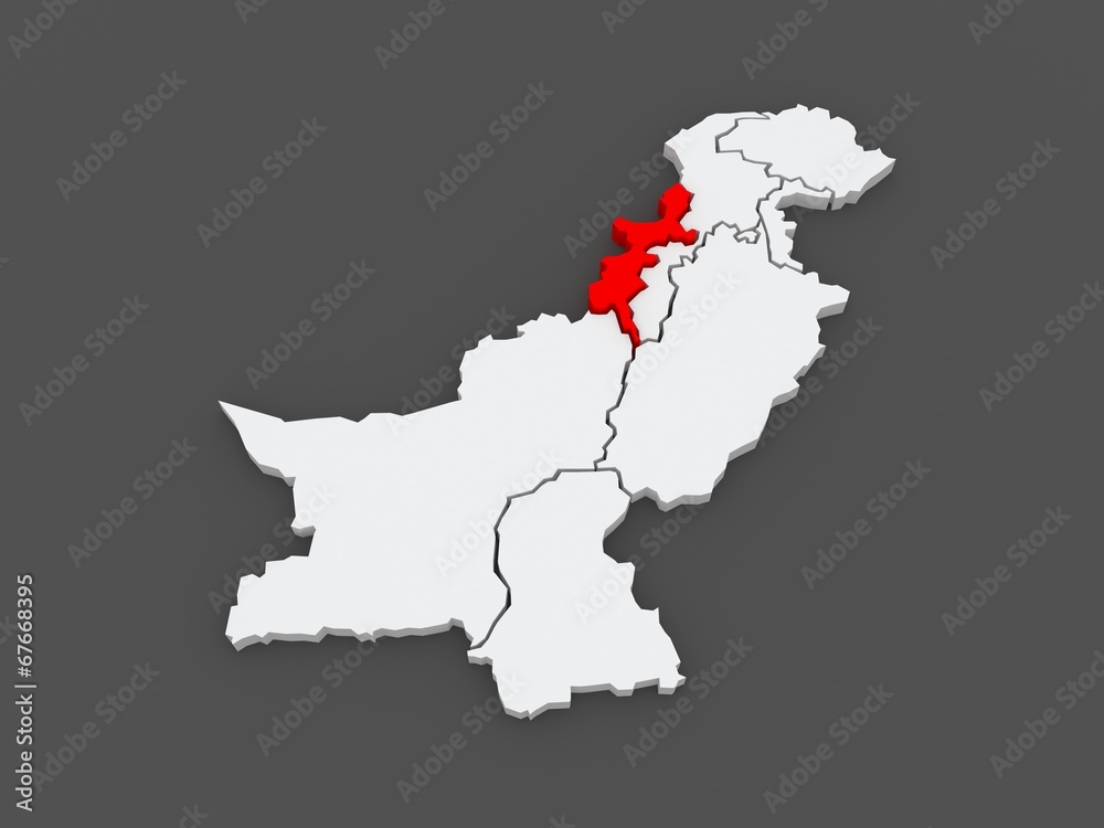 Obraz premium Map of Federally Administered Tribal Areas of Peshawar. Pakistan