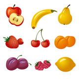 fruits and berries icon set