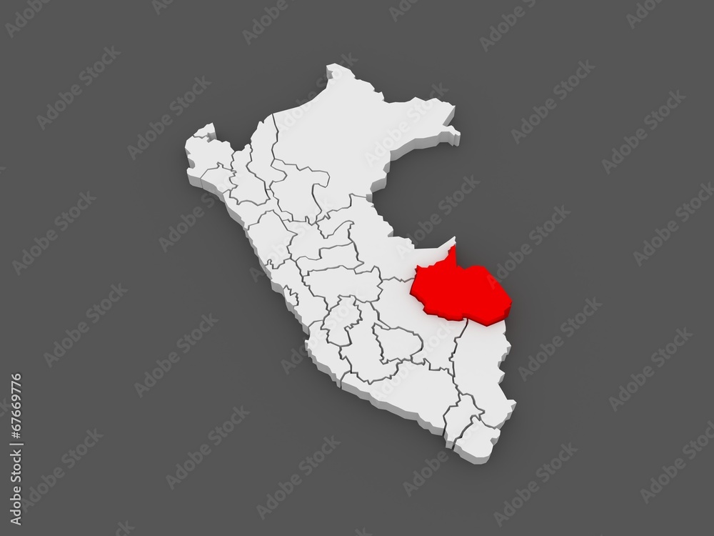 Map of Madre de Dios. Peru.