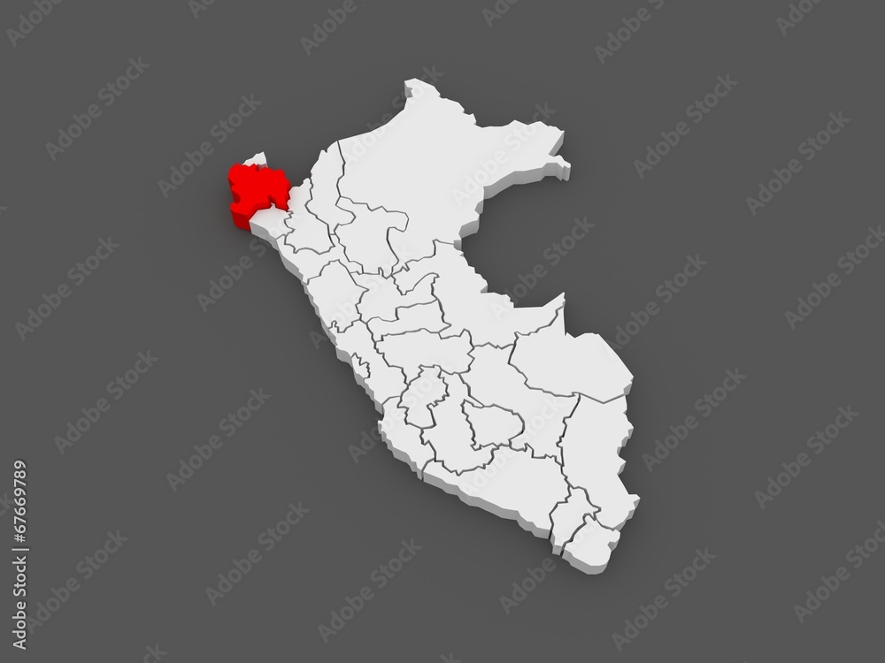 Map of Piura. Peru.