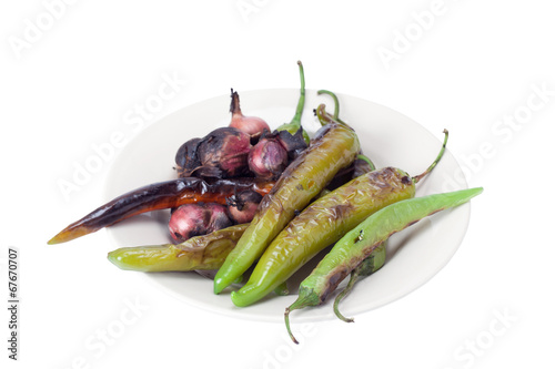 Grilled vegetables on plate