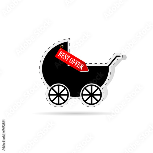 baby carriage as label illustration