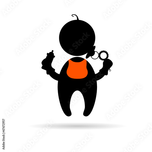 baby holding a bottle vector silhouette