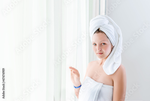 girl dressed in towel