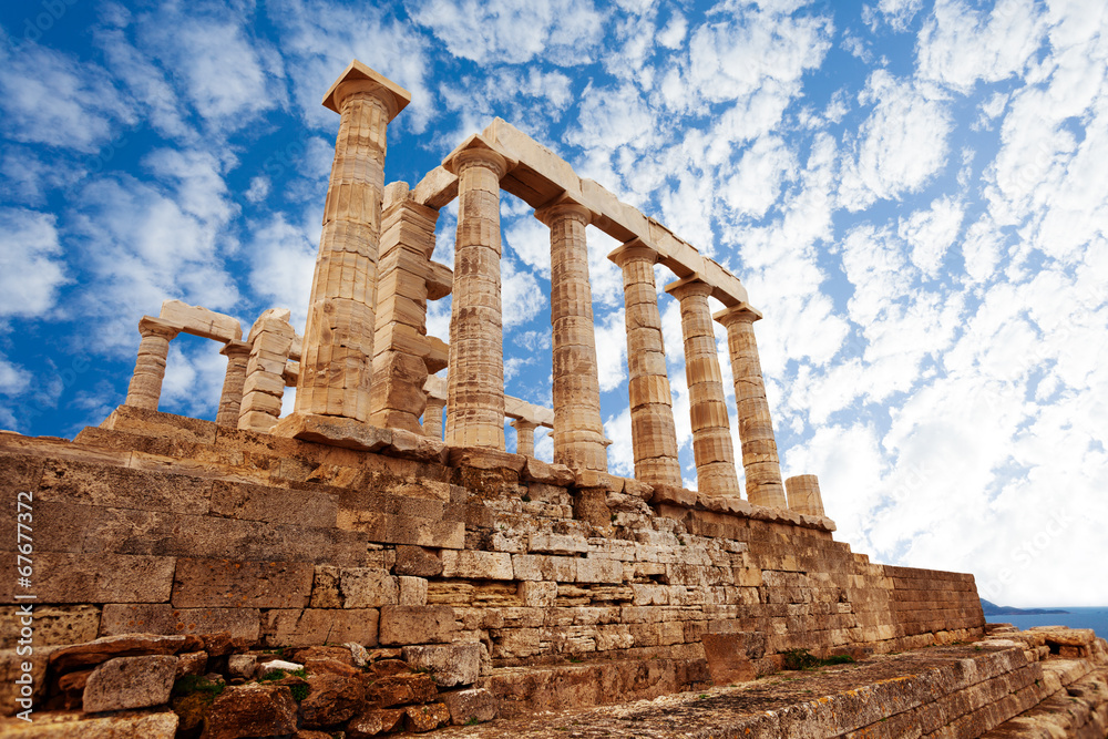 Temple of Poseidon, Athens, on Mediterranean sea