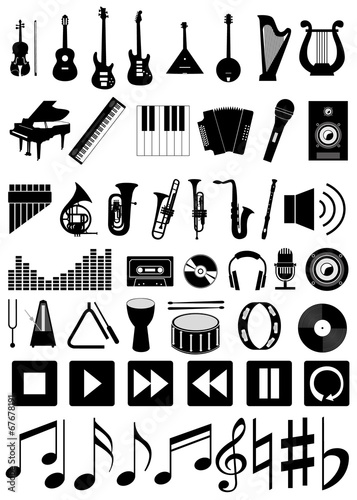 Set of fifty music icons