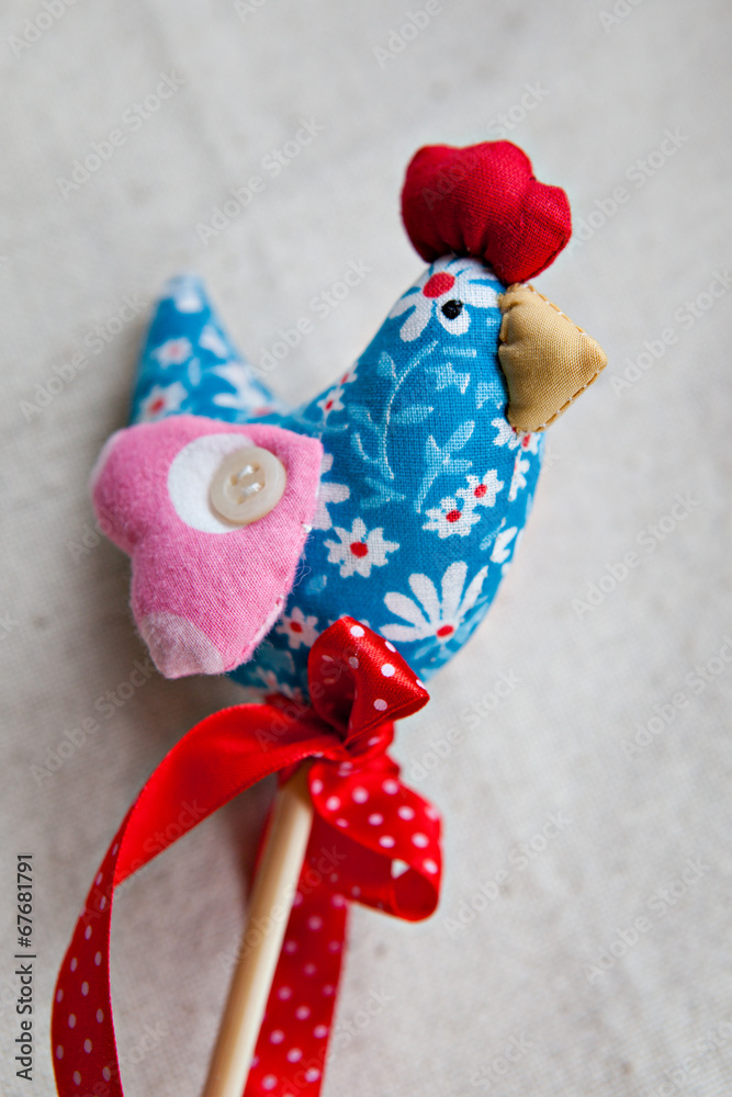 Handmade fabric rooster
