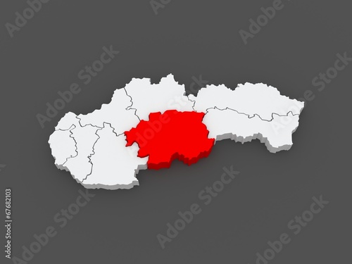 Map of Banska Bystrica Region. Slovakia.