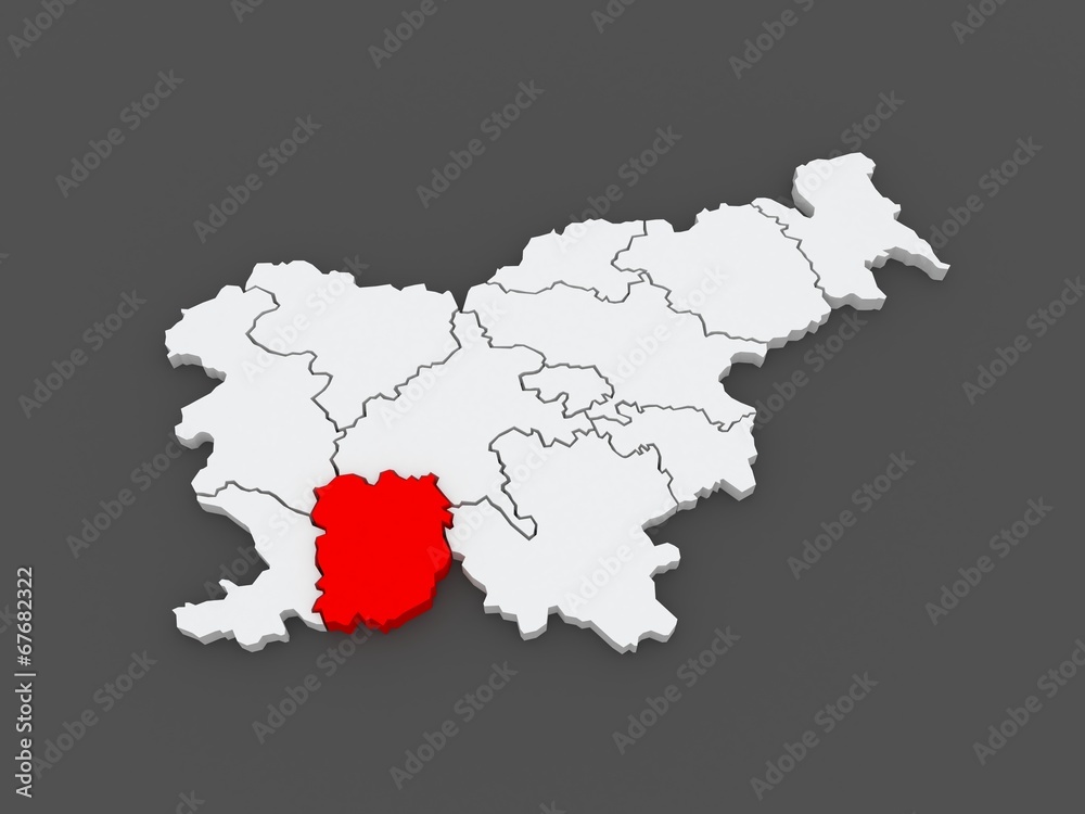 Map of Vnutrennekarstsky Region (Inner Carniola Kras-regia). Slo