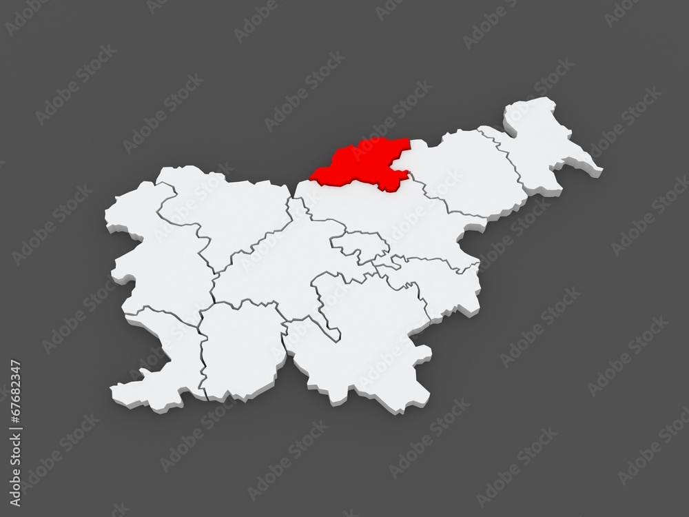 Fototapeta premium Map of Korushsky region. Slovenia.