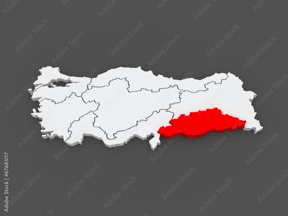 Map of Southeastern Anatolia. Turkey. Map of Southeastern Anatolia. Turkey.