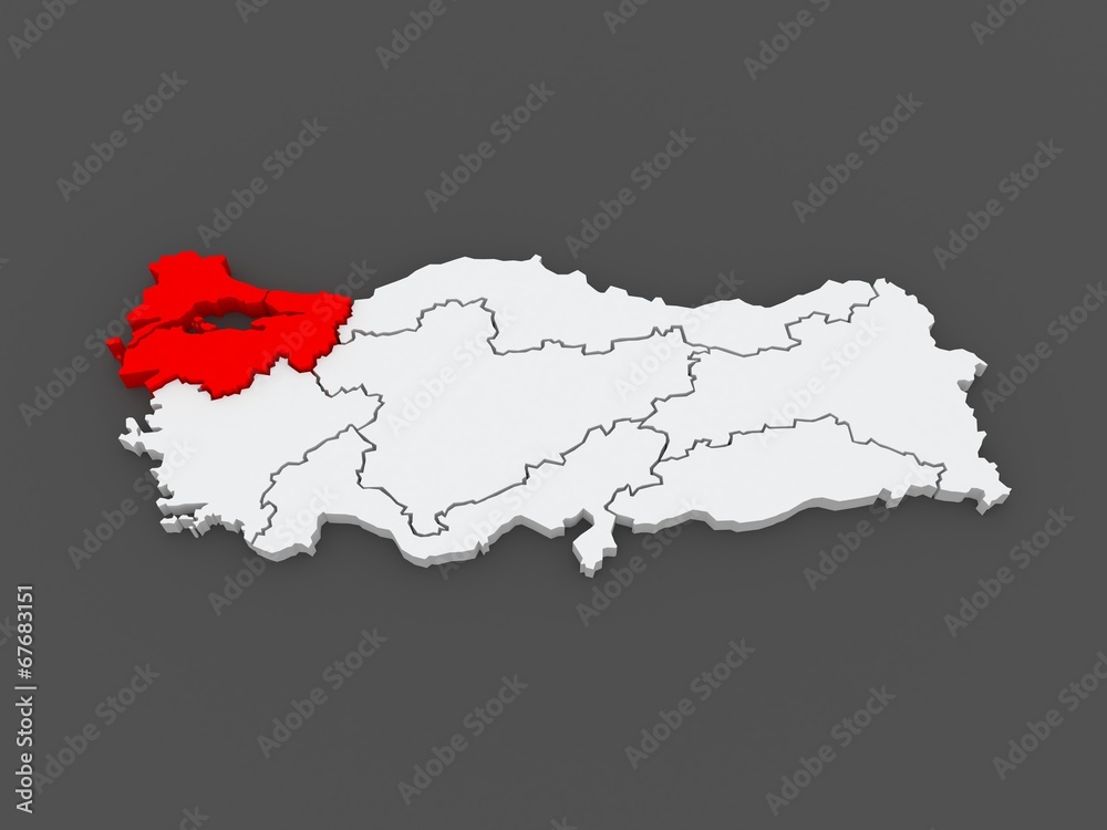 Naklejka premium Map of Marmara Region. Turkey.