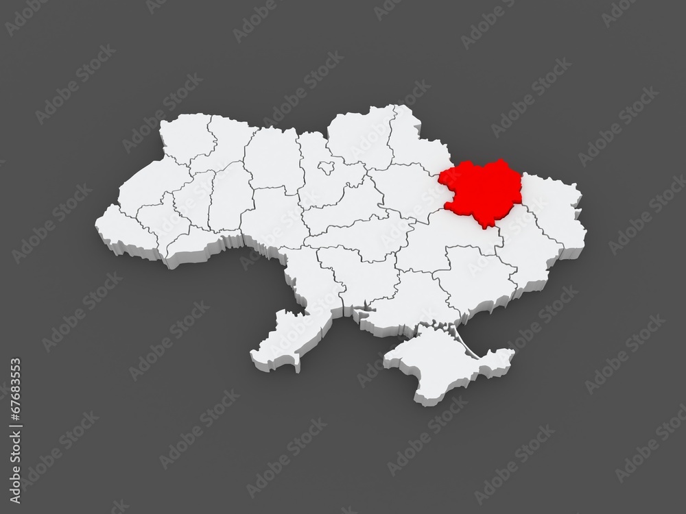 Fototapeta Map of Kharkov region. Ukraine.