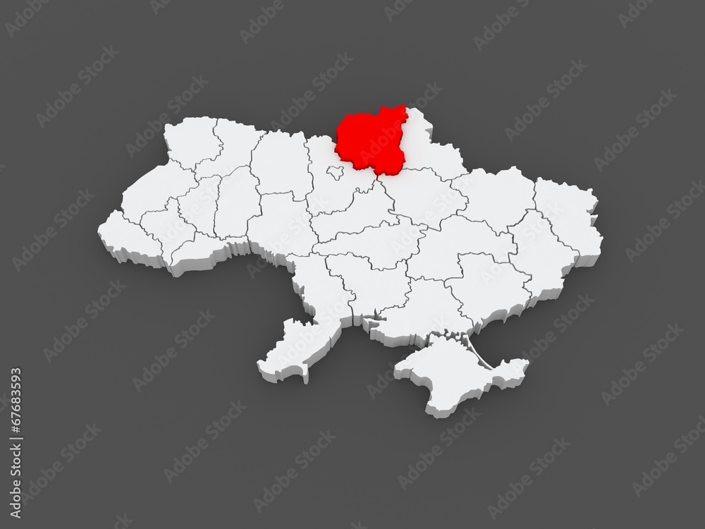 Map of Chernihiv region. Ukraine.