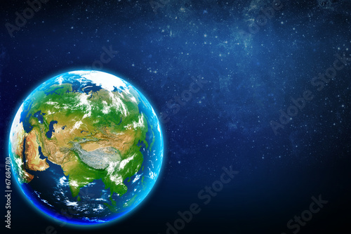 Planet earth in space. Eurasian continent