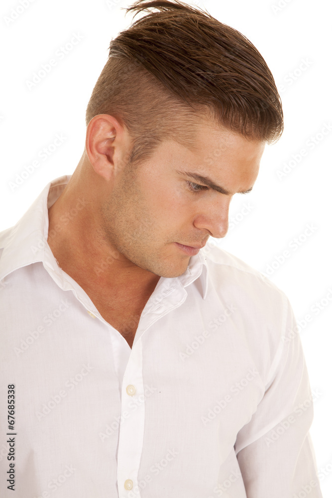 Fototapeta premium man white dress shirt close look down