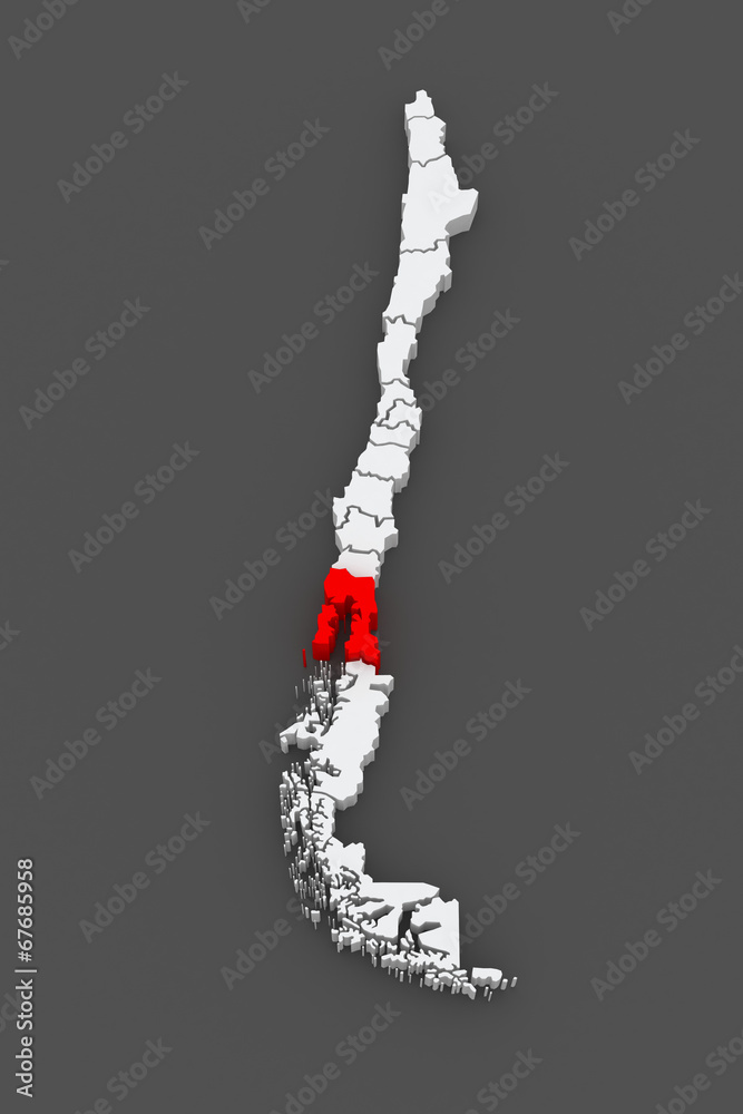 Fototapeta premium Map of Los Lagos. Chile.