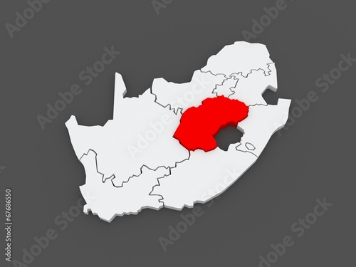 Map of Free State  Bloemfontein . South Africa.