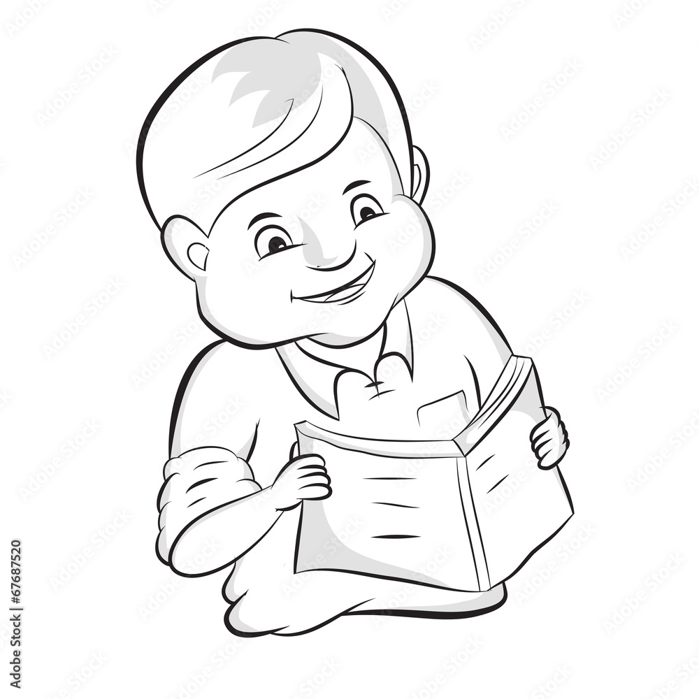 Portrait of diligent student studying a book Cartoon vector Portrait of diligent student studying a book Cartoon vector