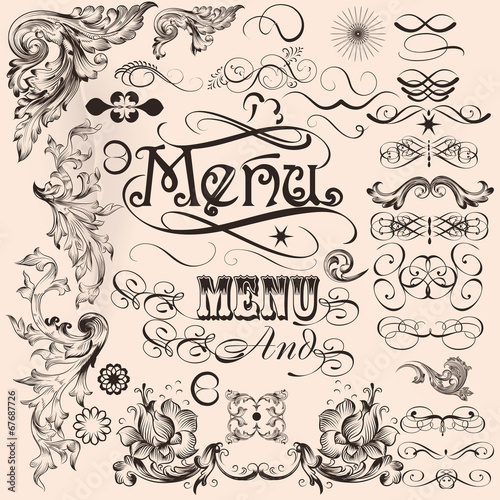 Collection of vector decorative calligraphic elements © Mary fleur