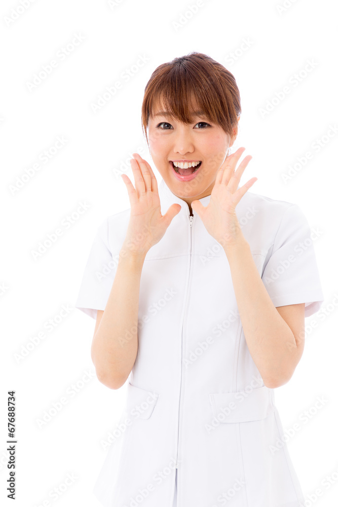 young asian nurse on white background young asian nurse on white background