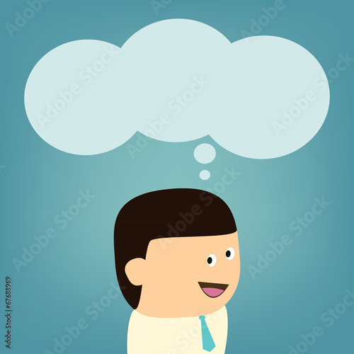 Cartoon Businessman with Thinking concept