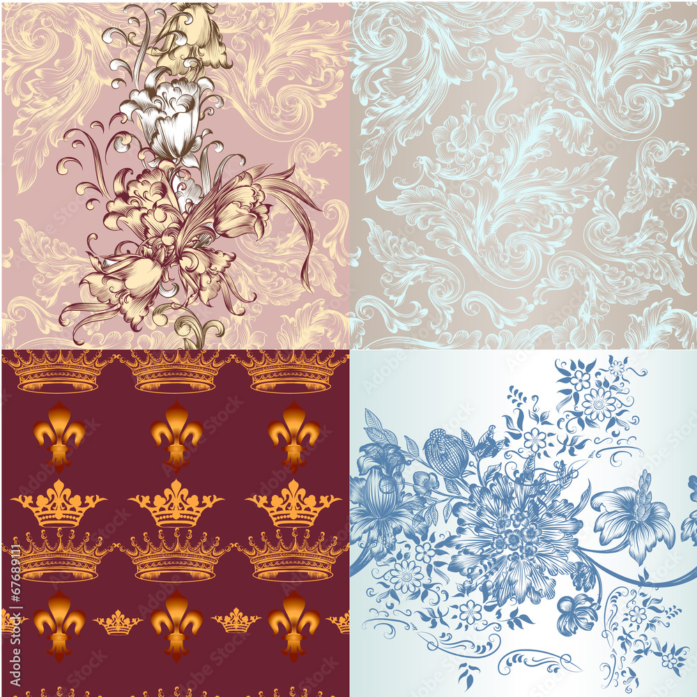 Set of vector seamless wallpaper patterns for design