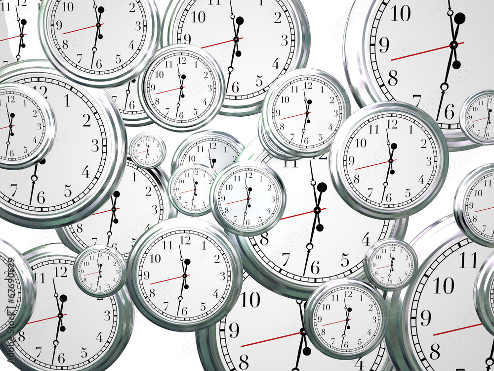 Naklejka premium Clocks Time Passing Marching On Future Progress Moving Forward