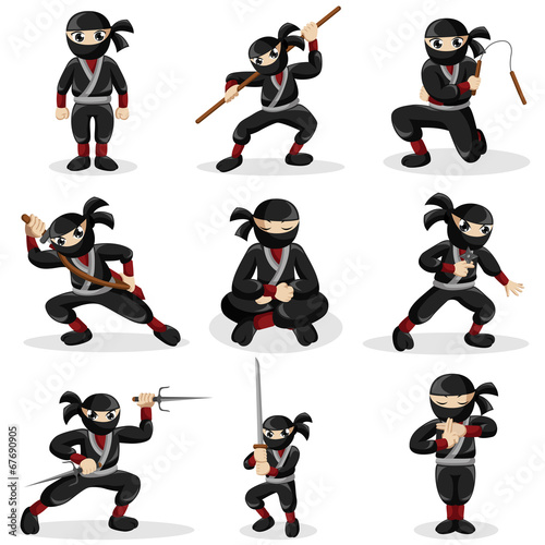Ninja kids in different poses