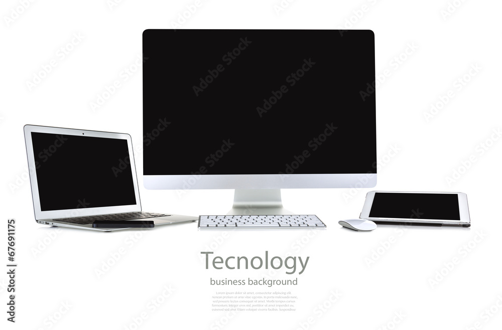 Computer ,laptop , tablet , smart phone on table Computer ,laptop , tablet , smart phone on table
