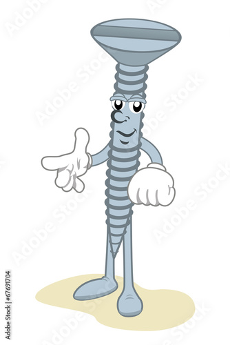 Cartoon of a screw mascot