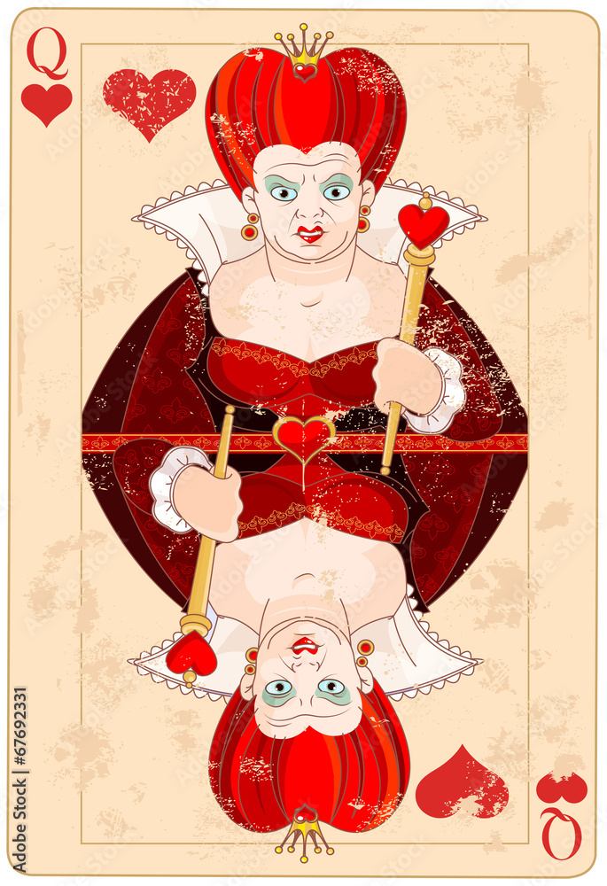 Queen of Hearts Card - obrazy, fototapety, plakaty 