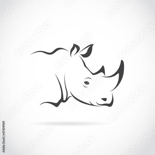 Vector of rhino head on white background. Animal. Easy editable layered vector illustration.