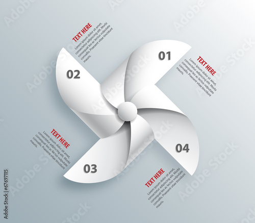 3D Paper Windmills Infographic. Vector Illustration