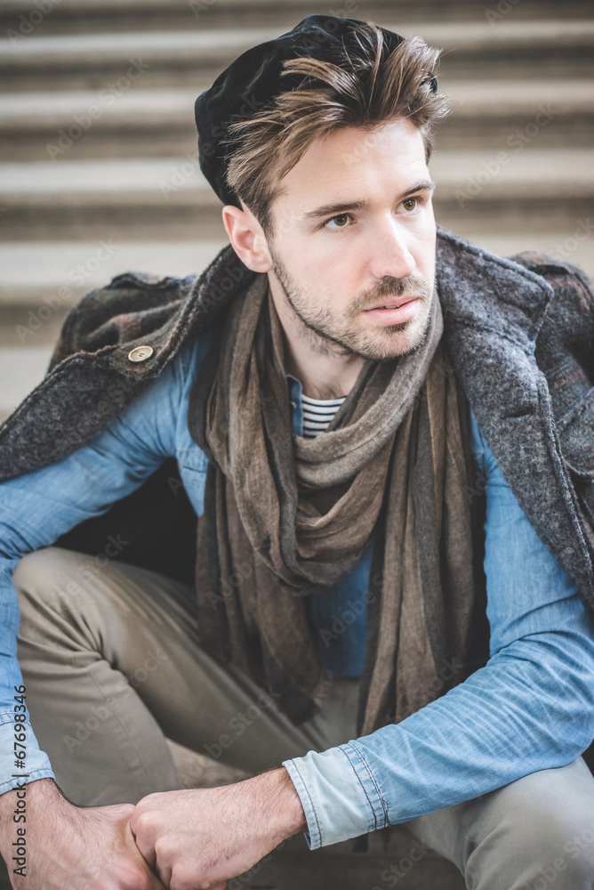 Fototapeta premium young handsome fashion model man
