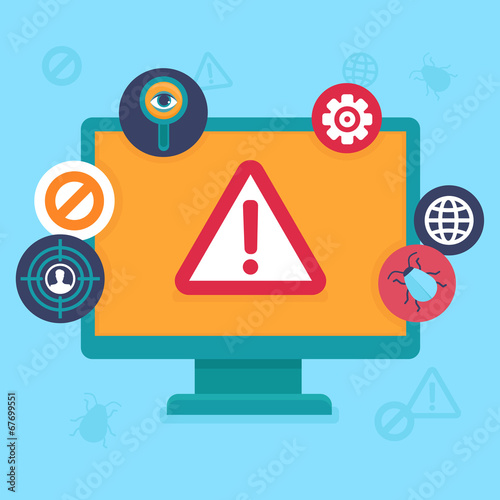Vector flat icons - internet security and virus