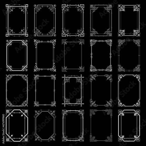 Decorative vintage frames isolated on black background