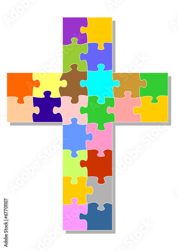 Puzzleteile bilden ein Kreuz