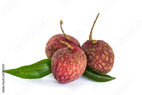 fresh litchi fruit on white background