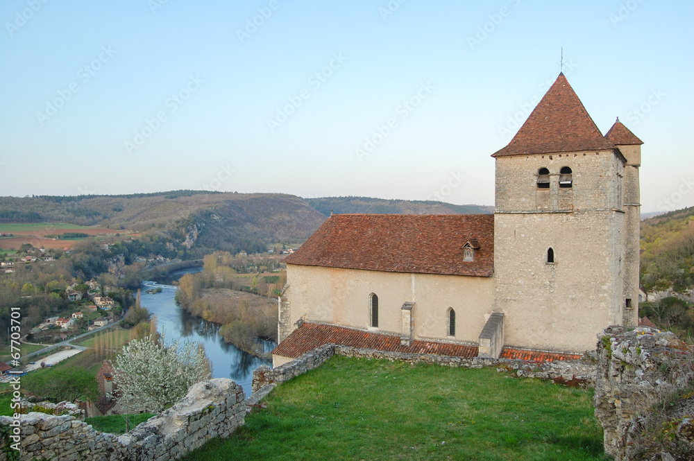 Church and river landscape