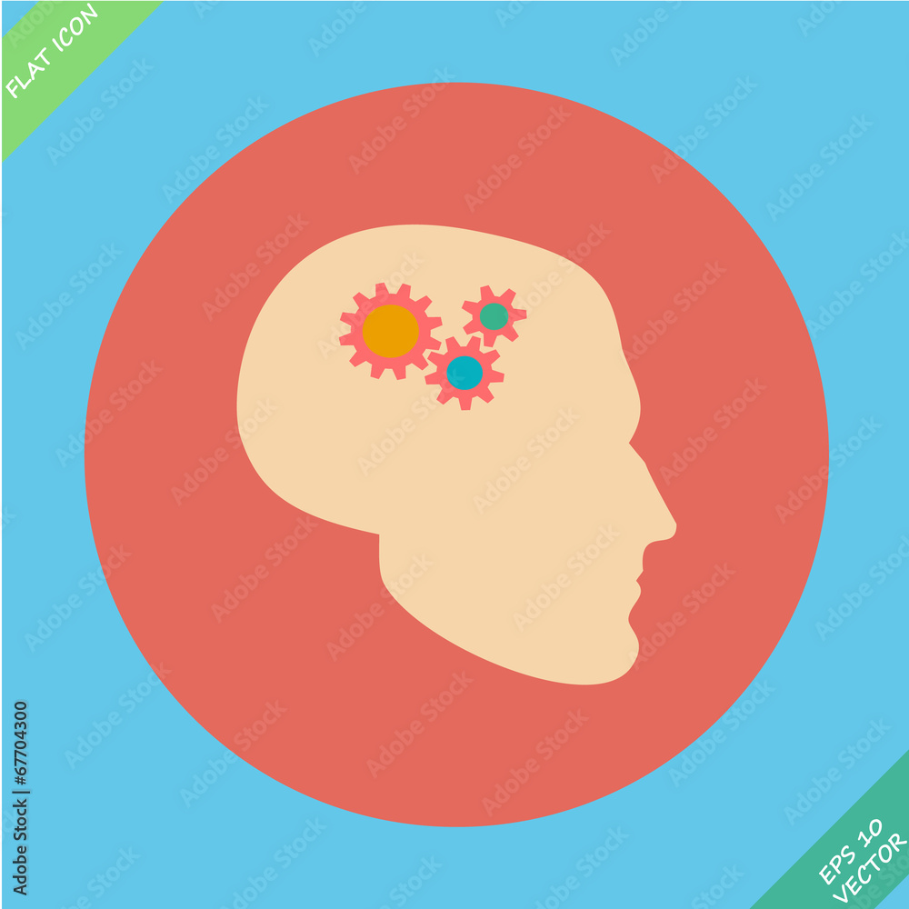 Profile and gear - vector illustration. Profile and gear - vector illustration.