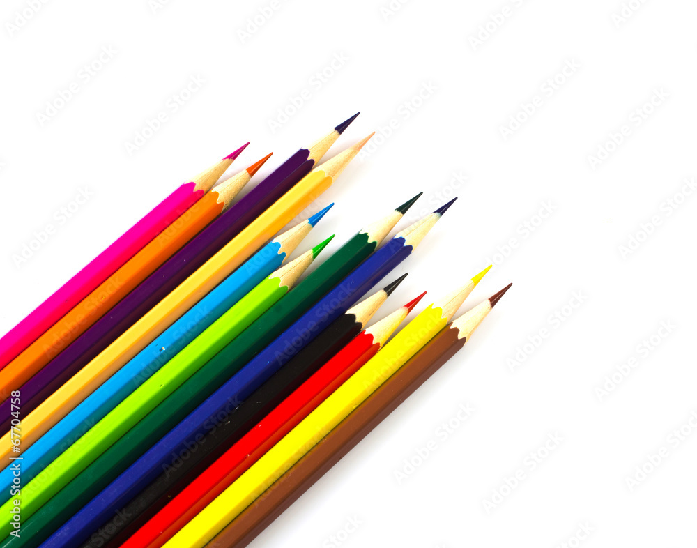 Colour pencils on white background Colour pencils on white background