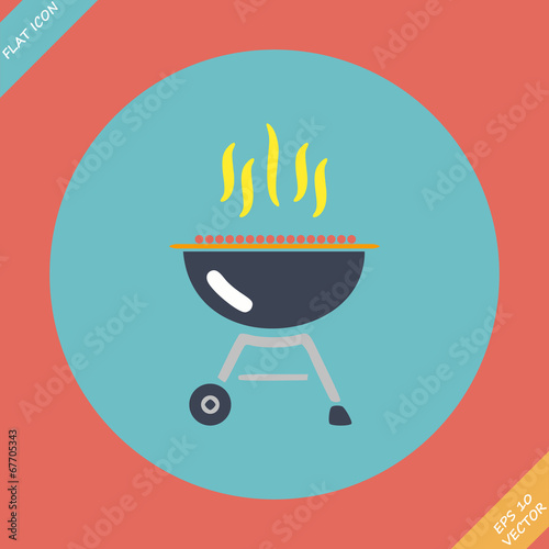 Barbecue grill icon - vector illustration. Flat