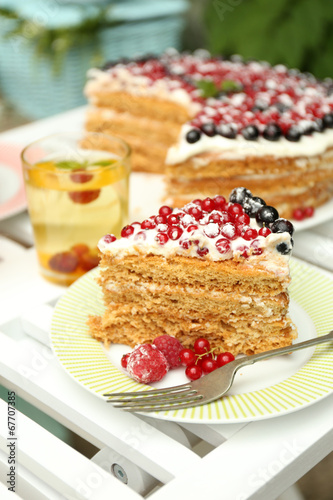 Wallpaper Mural Tasty cake with fresh berries on table, close up Torontodigital.ca