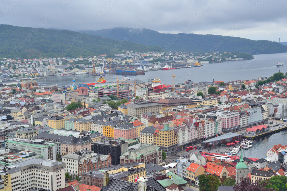 Norway. Top-view of Bergen