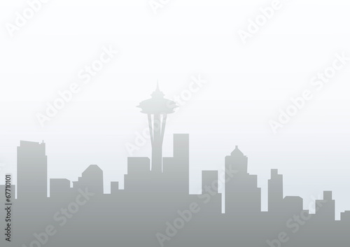 Seattle at Winter Morning-Vector